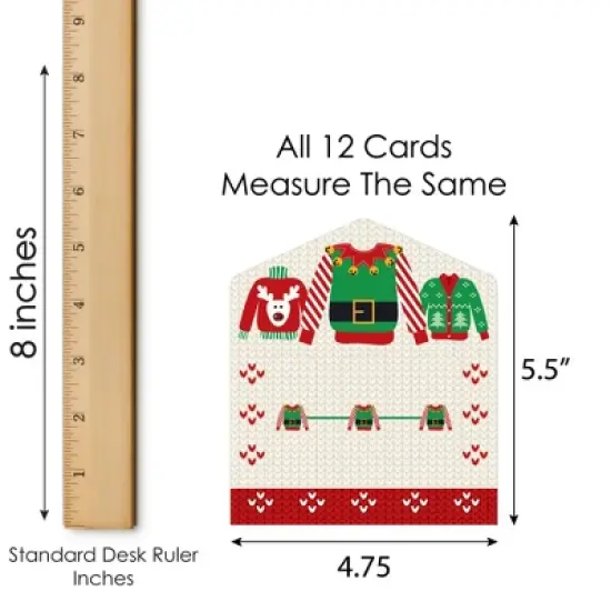 Big Dot of Happiness Ugly Sweater - Holiday and Christmas Party Game Pickle Cards - Pull Tabs 3-in-a-Row - Set of 12 image {5}