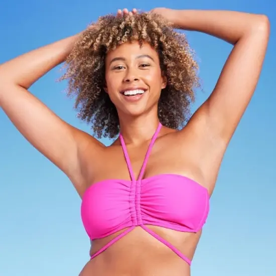 Women's Strappy Halter Bandeau Bikini Top - Shade & Shore&trade; Pink image {3}