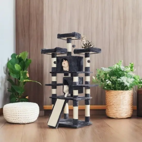 67-Inch Multi-Level Cat Tree for Large Cats, with Scratching Post Cozy Perches, Stable, Cat House Furniture image {2}