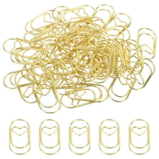 Unique Bargains Heart-Shaped Metal Prevent Tearing Pages Home Office Paper Clip 50 Pcs image {4}