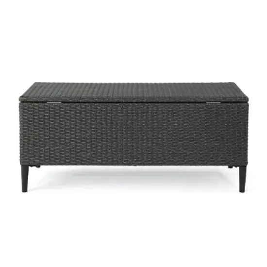 WELLFOR 37 gal Rattan Deck Box Gray image {1}
