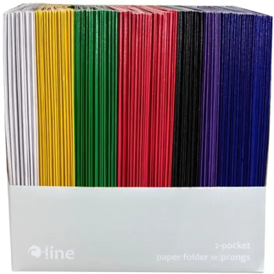 C-Line 2-Pocket Recycled Portfolio with Prongs, Assorted Colors, Set of 100 image {2}