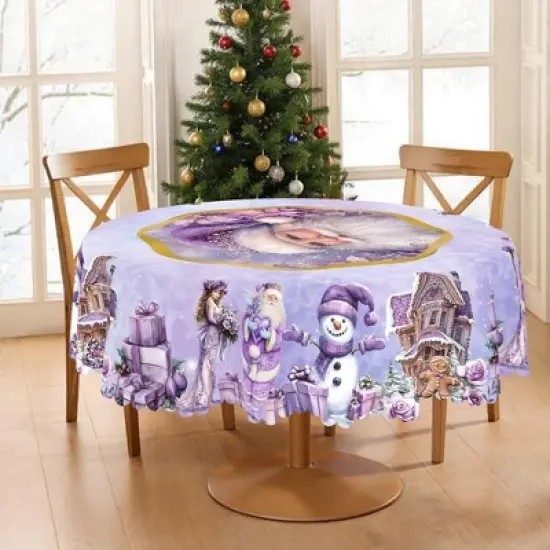 LOVEVOOK Merry Christmas Tablecloth, Christmas Tree Tablecloth, Stain Resistant Dining Table Cover for Holiday Decor image {1}