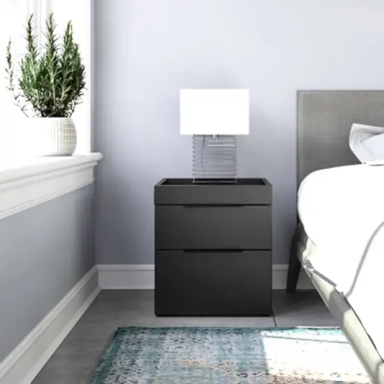 Carter Modern Double Drawer Nightstand - Eco Dream image {3}