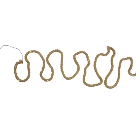 Kurt S. Adler Warm White LED Brown Cotton Rope Fairy Lights and Timer 9.8 feet image {1}