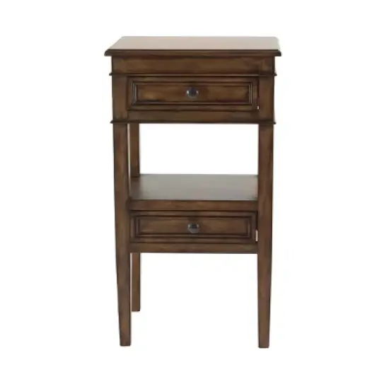 Distressed Wooden Side Table with Drawers - Olivia & May image {7}
