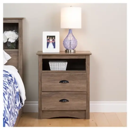 Salt Spring 2 - Drawer Nightstand - Drifted Gray - Prepac image {1}