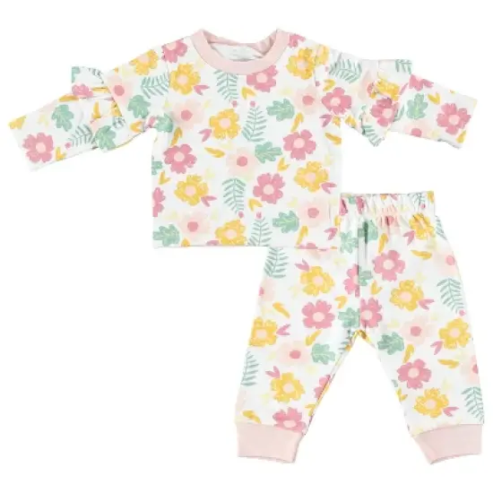 Chick Pea Baby Girl Layette Long Sleeve Newborn Onesie and Pants Jogger Set image {10}