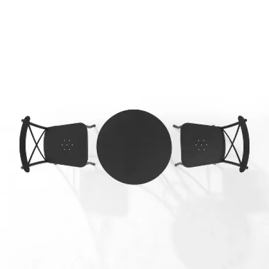 Astrid 3pc Indoor/Outdoor Metal Bistro Set - Matte Black - Crosley image {1}