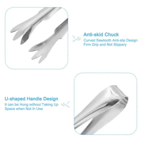 Unique Bargains Stainless Steel Mini Sugar Cube Tongs 2 Pcs image {3}