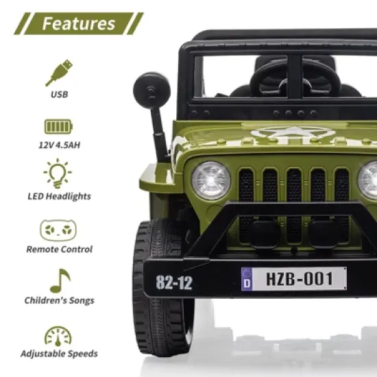 12V Kids Ride On Truck Car with Remote Control, Spring Suspension, Various Speeds, LED Lights, Music, and Safety Belt, Electric Ride On Car Toys image {5}