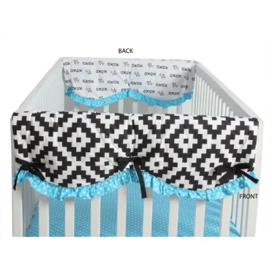 Bacati - Love Black/Turquoise set of 2 Small Side Crib Rail Guard Covers image {2}