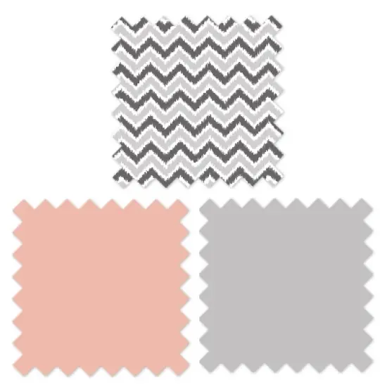 Bacati - Ikat Chevron Coral Grey Girls 6 pc Crib Set with 4 Muslin Swaddle Blankets image {5}
