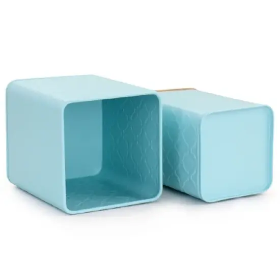 MegaChef 3 Piece Square Iron Canister Set in Turquoise image {4}