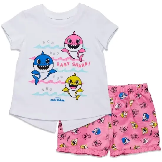 Pinkfong Baby Shark Toddler Girls French Terry Graphic T-Shirt & Shorts Set Pink/White  image {3}