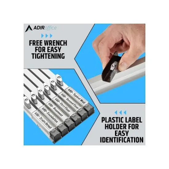 AdirOffice Hanging Blueprint Clamp Holder 26" Silver Aluminum 12/Pack (ADI6026-2) ADI6026--2 image {5}