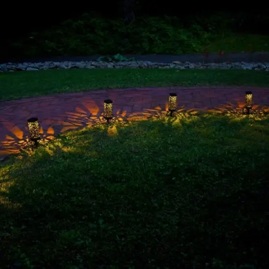 LumaBase Solar-Powered Garden/Tabletop Lights, Black - Set of 4 image {4}
