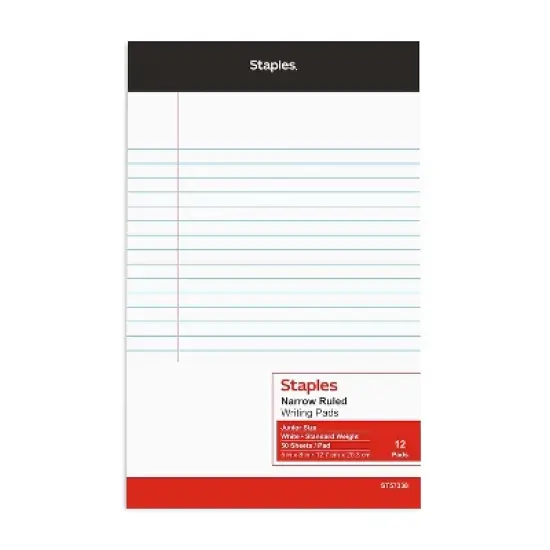 TRU RED Notepad 5" x 8" Narrow Ruled White 50 Sheets/Pad Dozen Pads/Pack (TR57338) image {3}