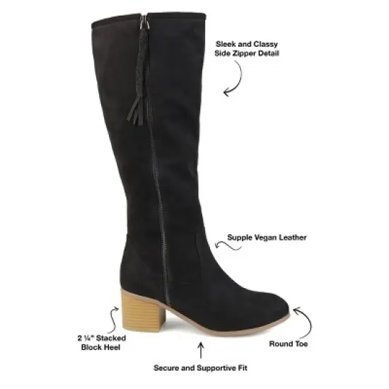 Journee Collection Womens Sanora Wide Calf Stacked Heel Riding Boots image {7}