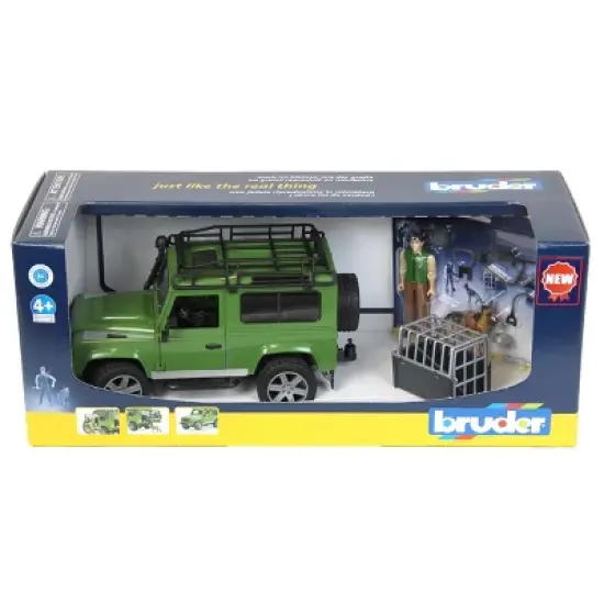 Bruder Land Rover Defender with Forester and Dog Figure image {1}