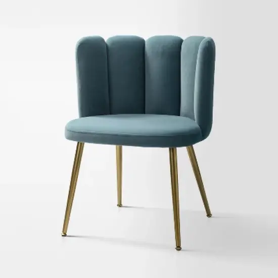 Barbara Contemparary Velvet Vanity Stool for Makeup Room, Moden Accent Side Chairs for Living Room with Shell Back and Golden Metal Legs | ARTFUL LIVING DESIGN image {23}