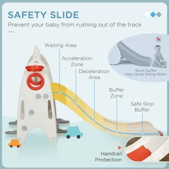 KTMBDW Toddler Swing Set, 4 in 1 Toddler Playground for Kids 1-3 Years Old, Indoor Toddler Playset with Slide, Swing, Basketball Hoop, Climber, White image {5}