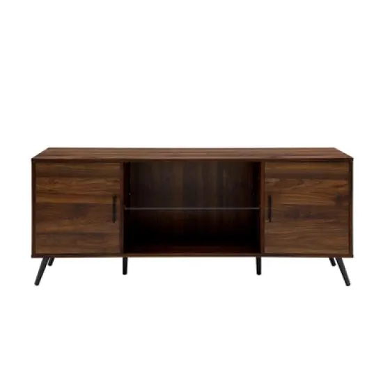 2 Door Mid-Century Modern Wood Storage TV Stand for TVs up to 65" - Saracina Home image {12}