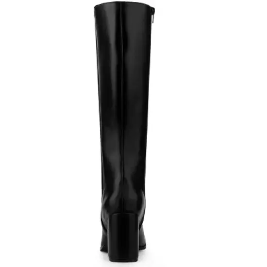 Allegra K Women's Round Toe Block Heels Knee High Boots image {3}