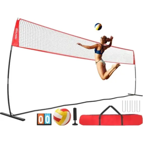 Volleyball Net Set 12ft/20ft, Height Adjustable, Portable with Carry Bag for training & backyard use image {7}