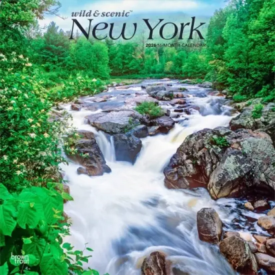 BrownTrout New York Wild and Scenic 2026 12"x24" Hanging Square Wall Calendar Plastic-Free image {9}