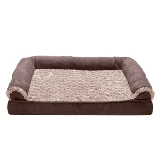 FurHaven Two-Tone Faux Fur & Suede Orthopedic Sofa Dog Bed image {1}