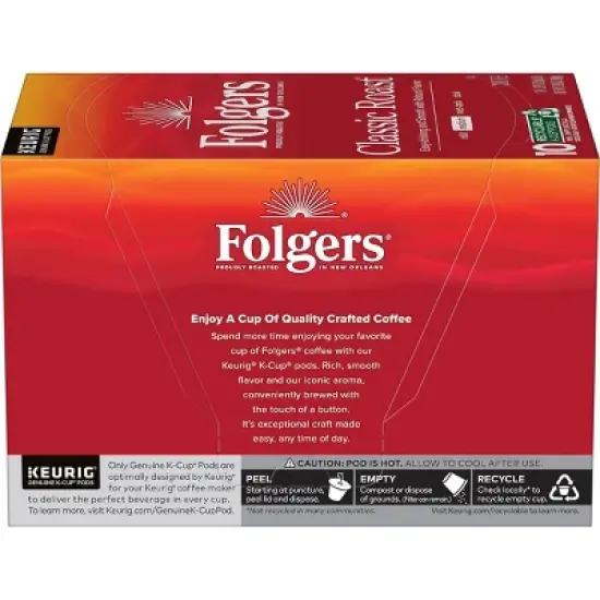 Folgers Classic Medium Roast Keurig K-Cup Coffee Pods - 10ct image {1}