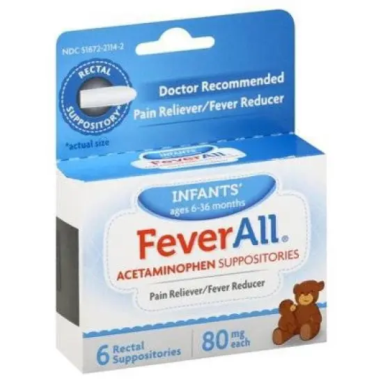 Taro Rx FeverAll Infant Pain Reliever & Fever Reducer Suppository - Acetaminophen - 6ct image {2}