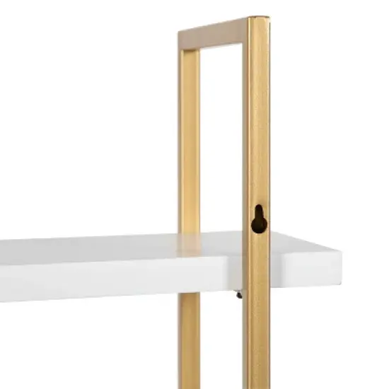 20" x 30" Leigh Wood and Metal Wall Shelf White/Gold - Kate & Laurel All Things Decor image {2}