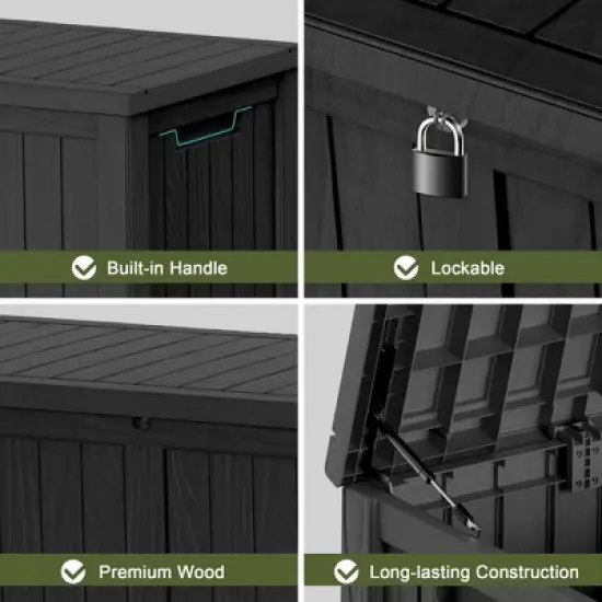 Decksplore 55/120/180/230/260 Gal Deck Box Outdoor Storage Box Patio Gardening Tools Water and UV Resistant for Patio image {6}