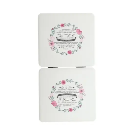 Unique Bargains Women Portable Square Shape Handheld Mirror for Travel White 1 Pc image {3}