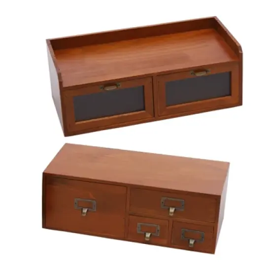 YIYIBYUS Desktop Organizing Cabinet, Vintage Drawers for Desk, Brown image {6}