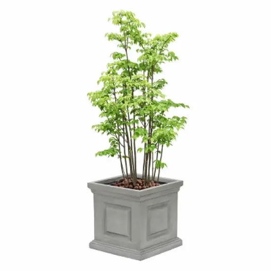 LuxenHome Gray MgO Square Box Flower Pot Planter image {6}