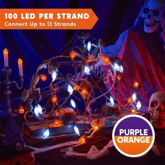 Joyfy 19.7FT 30 LEDs Halloween String Lights Decorations, Ghost Pumpkin String Light with 8 Lighting Modes for Halloween Party Indoor Outdoor Decor image {2}