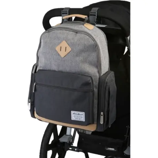 Eddie Bauer Bridgeport Places & spaces Back Pack Diaper Bag - Gray with Tan image {7}