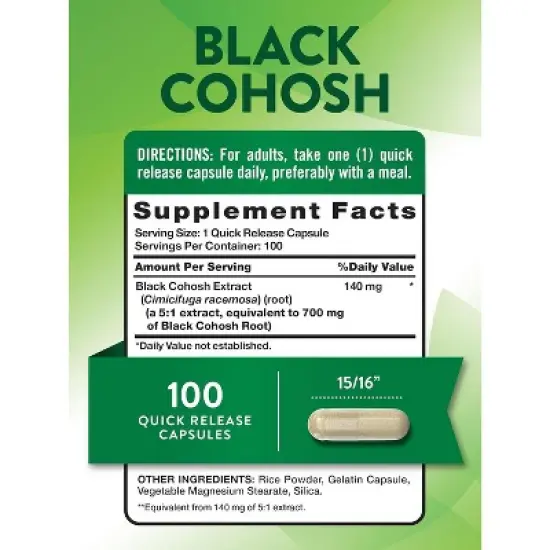 Nature's Truth Black Cohosh | 100 Capsules | Root Extract | Non-GMO & Gluten Free Supplement image {1}