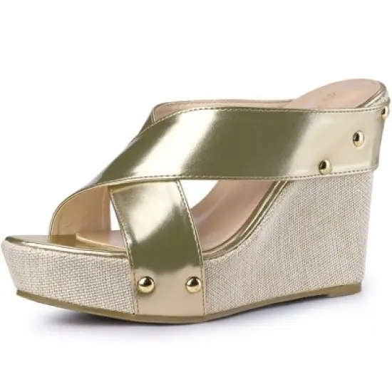 Perphy Women' Sandal Open Toe Platform Linen Slide Wedge Heel image {8}