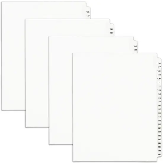 Avery Legal Exhibit Binder Dividers, Preprinted 126-150 Tab, Side Tabs, Unpunched Letter Size, 1 Set Collated, 4 Sets per Pack (01335) image {6}