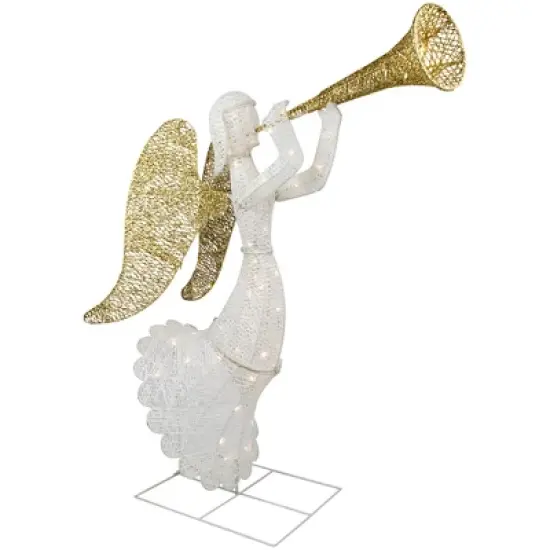 Northlight 48" LED Lighted Gold and Silver Trumpeting Angel Outdoor Christmas Outdoor Decoration image {2}