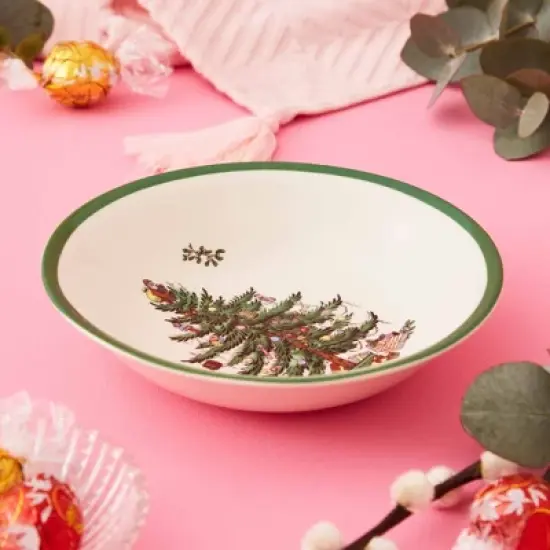 Spode Christmas Tree Ascot Cereal Bowls Set of 4, Use for Breakfast, Oatmeal, Cereal, or Soup Made of Fine Earthenware, Measures 8-Inch image {6}