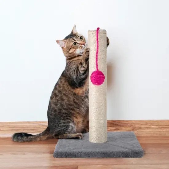 Pet Adobe Cat Tree Scratching Post with Hanging Toy Ball - 17", Gray image {4}