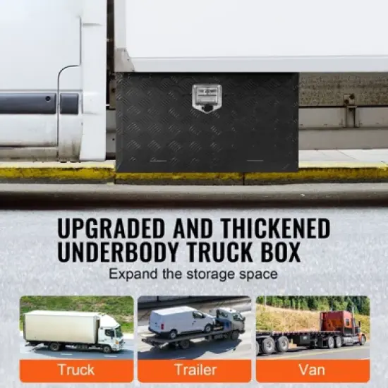 VEVOR Underbody Truck Box, 36" x 17" x 18" Pickup Storage Box, Heavy Duty Aluminum Diamond Plate Tool Box with Lock and Keys image {2}