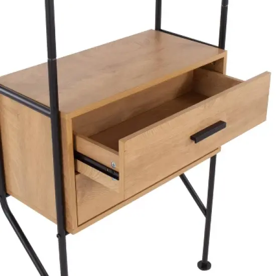 75" Lean Steel/Wood Bookcase Black/Brown - LumiSource image {4}