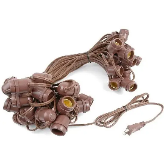 Novelty Lights 100 Feet Heavy Duty Light Strings and Sets with 50 In-Line E26 Sockets, Brown Wire PVC Stringer, 24" Spacing, Non-Connectable image {4}