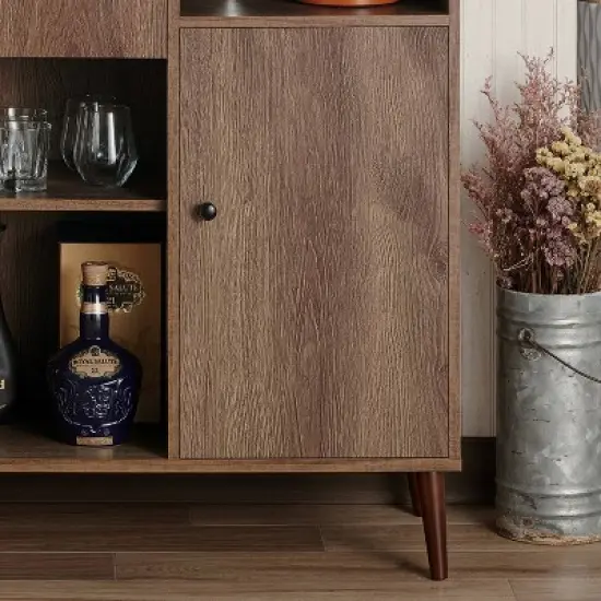 Elmora Midcentury Freestanding Mini Bar Distressed Walnut - miBasics image {2}